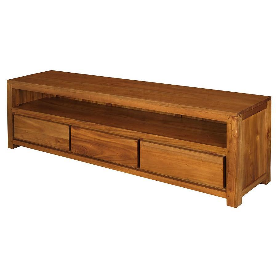 TANAKA SOLID MAHOGANY TV UNIT WITH 3 DRAWERS IN LIGHT PECAN 190CM - MyChocolateWood