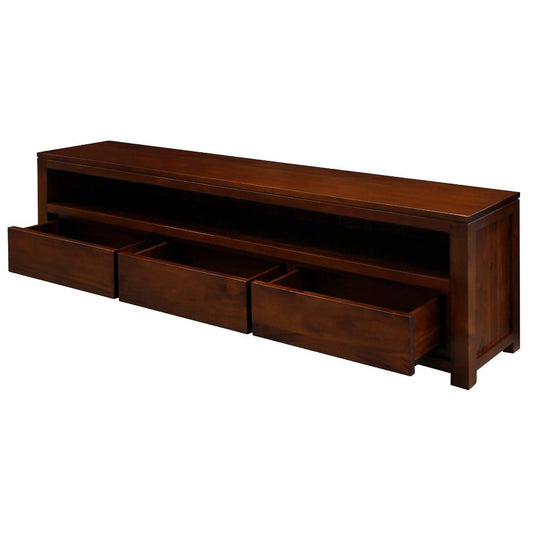 TANAKA SOLID MAHOGANY TV UNIT WITH 3 DRAWERS IN MAHOGANY 190CM - MyChocolateWood