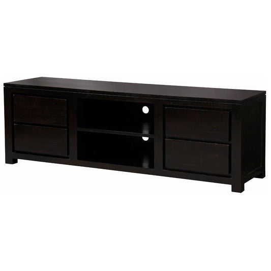 TANAKA SOLID MAHOGANY TV UNIT WITH 4 DRAWERS & 2 SHELVES IN CHOCOLATE 1700MM - MyChocolateWood