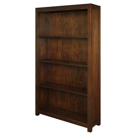 TANAKA SOLID MAHOGANY WIDE BOOKCASE IN MAHOGANY FINISH - MyChocolateWood