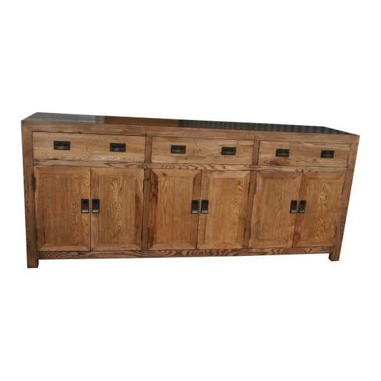 TARA SOLID OAK BUFFET SIDEBOARD 3 DRAWERS 6 DOORS NATURAL 210 CM - MyChocolateWood