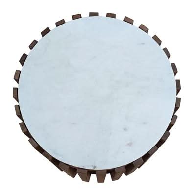 TASHA MARBLE LAMP TABLE OAK WOOD BASE IN WHITE/BLACK - MyChocolateWood