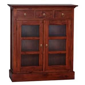 TASMANIA 3 DRAWERS & 2 GLASS DOORS IN SOLID MAHOGANY - MyChocolateWood