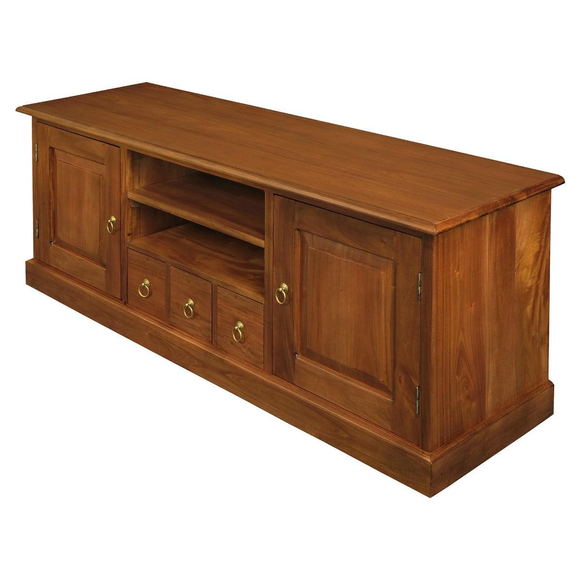 TASMANIA MAHOGANY TIMBER TV UNIT 2 DOORS & 3 CD DRAWERS IN LIGHT PECAN - MyChocolateWood