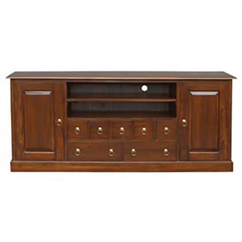 TASMANIA MAHOGANY TIMBER TV UNIT 2 DOORS 7 DRAWERS 187CM - MyChocolateWood