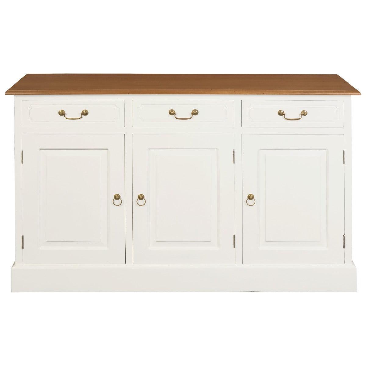 TASMANIA SOLID MAHOGANY 3 DOOR 3 DRAWER BUFFET WITH CARAMEL TOP & WHITE BODY - MyChocolateWood