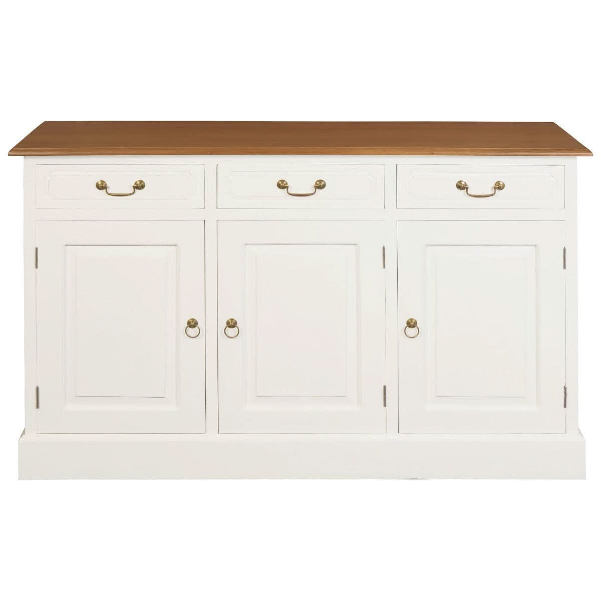 TASMANIA SOLID MAHOGANY 3 DOOR 3 DRAWER BUFFET WITH CARAMEL TOP & WHITE BODY - MyChocolateWood