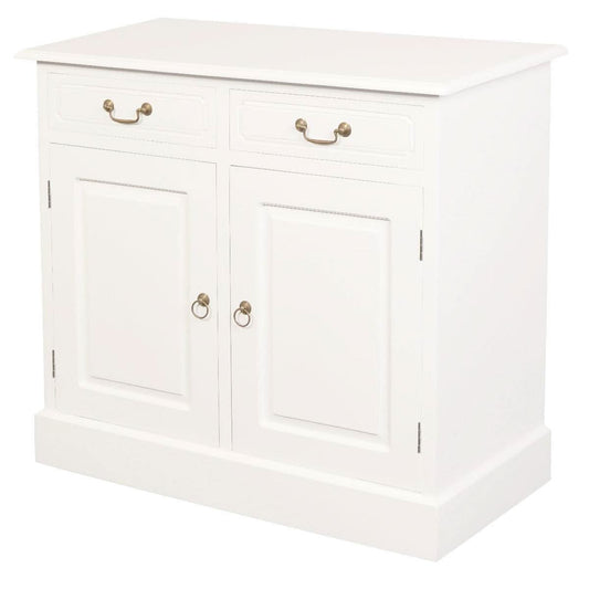 TASMANIA SOLID MAHOGANY BUFFET/SIDEBOARD 2 DOORS & 2 DRAWERS IN WHITE - MyChocolateWood