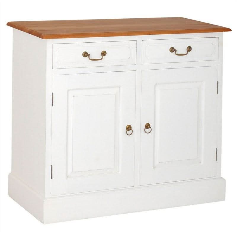 TASMANIA SOLID MAHOGANY BUFFET/SIDEBOARD 2 DOORS & 2 DRAWERS IN WHITE/CARAMEL - MyChocolateWood