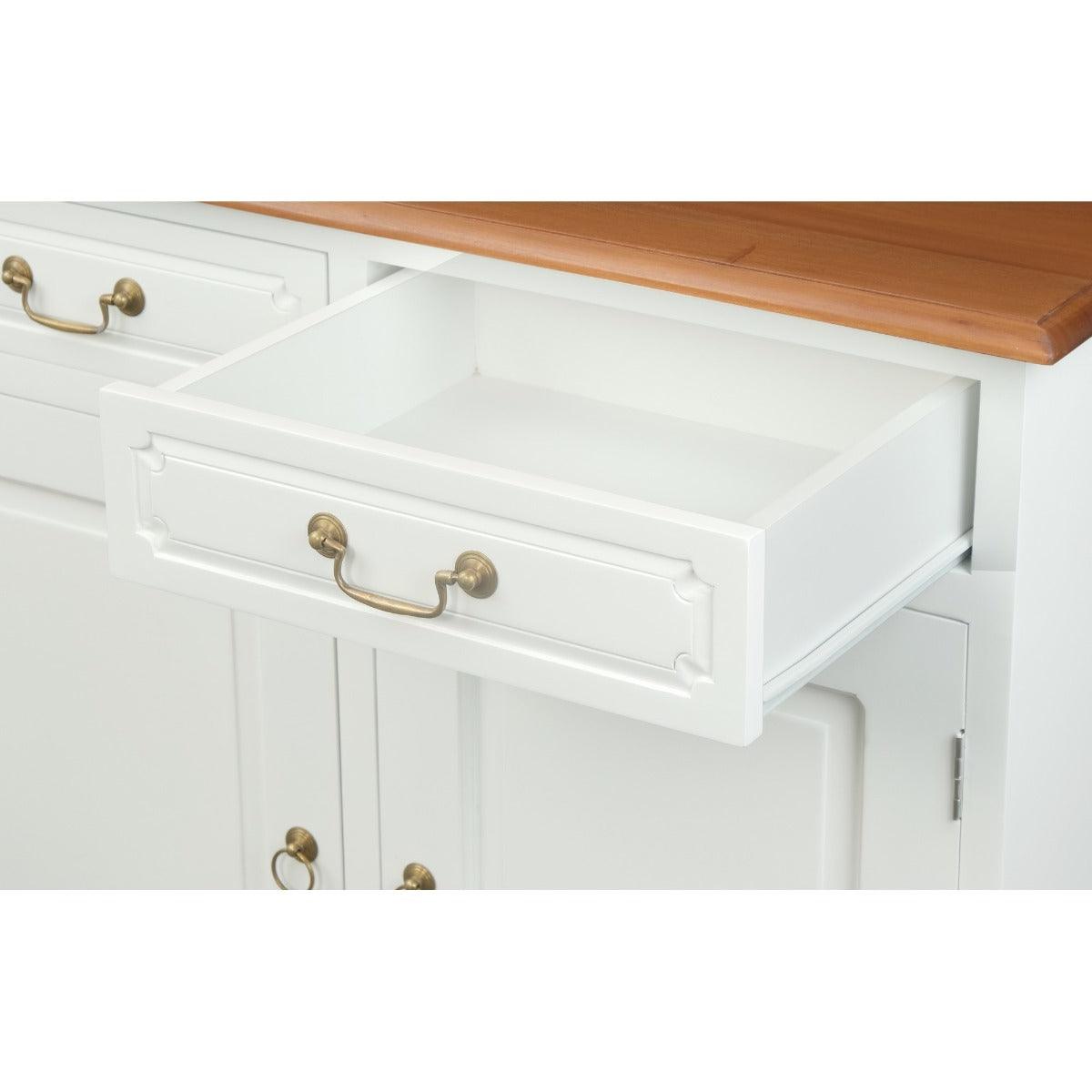 TASMANIA SOLID MAHOGANY BUFFET/SIDEBOARD 4 DOORS & 4 DRAWERS WHITE BODYWITH A CARAMEL TOP & WHITE BODY - MyChocolateWood