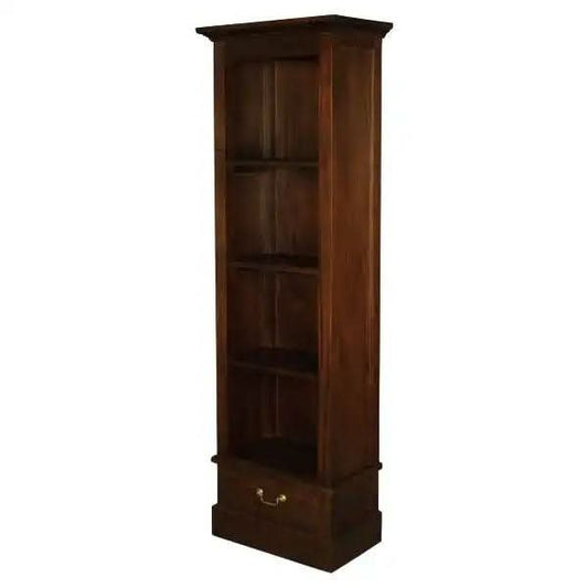 TASMANIA SOLID MAHOGANY NARROW 1 DRAWER BOOKCASE IN MAHOGANY FINISH - MyChocolateWood