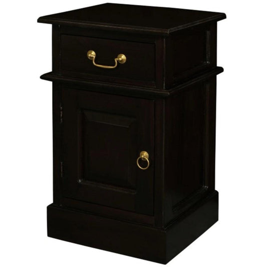 TASMANIA SOLID MAHOGANY TIMBER BEDSIDE TABLE, LEFT HAND SIDE, CHOCOLATE - MyChocolateWood