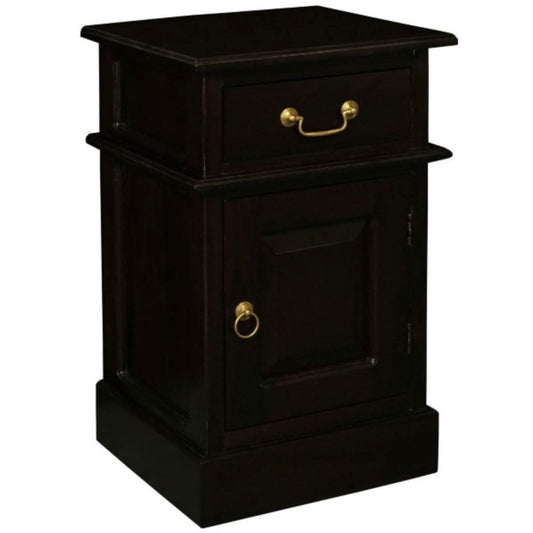 TASMANIA SOLID MAHOGANY TIMBER BEDSIDE TABLE, RIGHT HAND SIDE, CHOCOLATE - MyChocolateWood