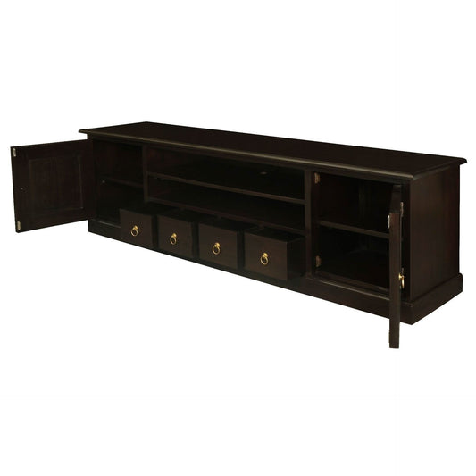 TASMANIA SOLID MAHOGANY TIMBER TV UNIT 2 DOORS & 4DVD SIZE DRAWERS - MyChocolateWood