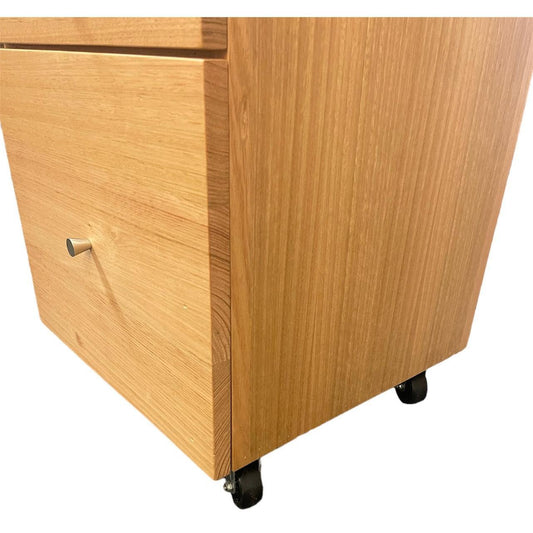 TELMA TASSIE OAK SMALL FILING CABINET IN CLEAR LACQUER ON WHEELS - MyChocolateWood