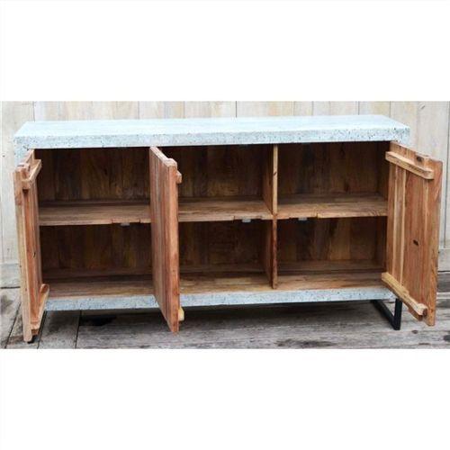 THE CONCRETE VINTAGE TIMBER SIDEBOARD / BUFFET - 3-DOOR - 158CM LAC&MATT FINISH FLOOR STOCK CLEARANCE - MyChocolateWood