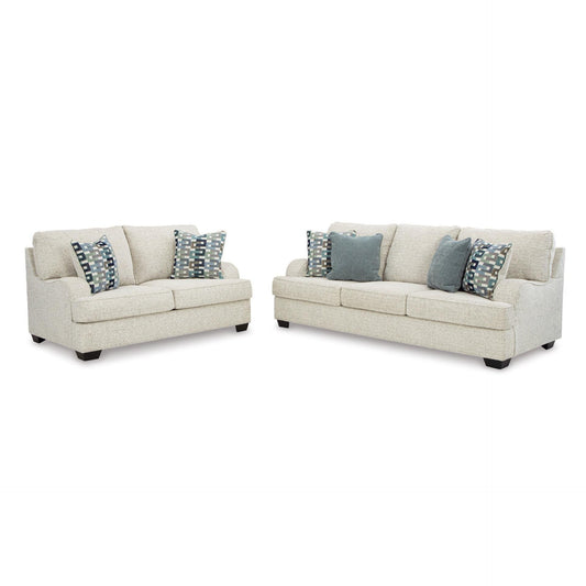 TIANA 3 + 2 LOUNGE SUITE CHENILLE POLYESTER WHITE /GREY MIX - MyChocolateWood