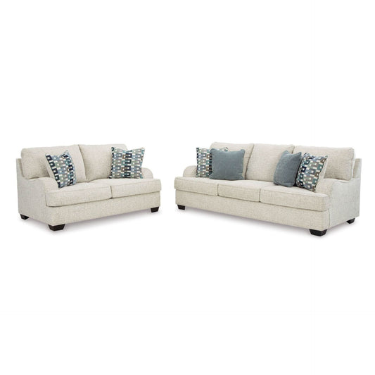 TIANA 3 + 2 LOUNGE SUITE CHENILLE POLYESTER WHITE /GREY MIX - MyChocolateWood