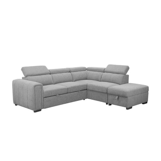 TRAYNOR FABRIC 2-SEATER W/SOFA BED & RHF CHAISE GREY - MyChocolateWood