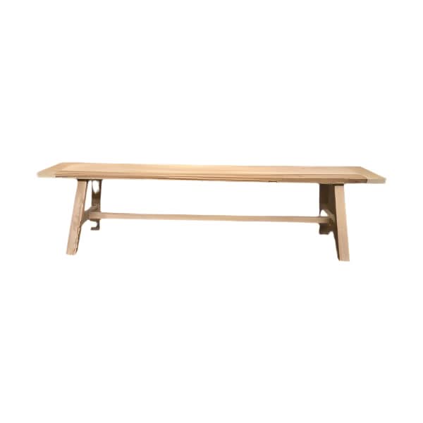 VALENCIA FARMHOUSE RUSTIC BENCH IN RECYCLED ELM WITH BREAD BOARD ENDS 180CM - MyChocolateWood