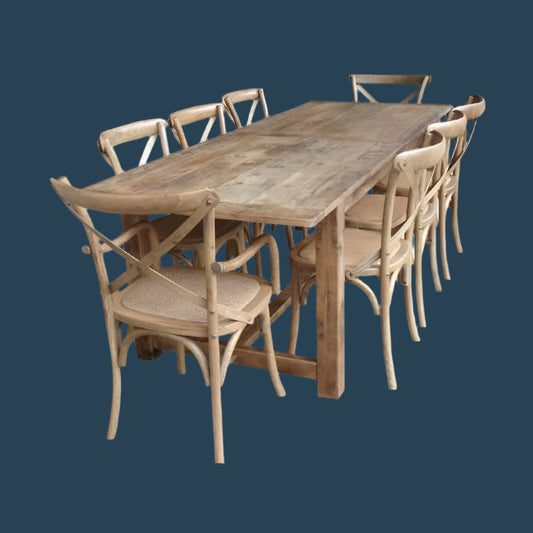 VALENCIA RECYCLED ELM FARMHOUSE DINING TABLE 290CM - MyChocolateWood
