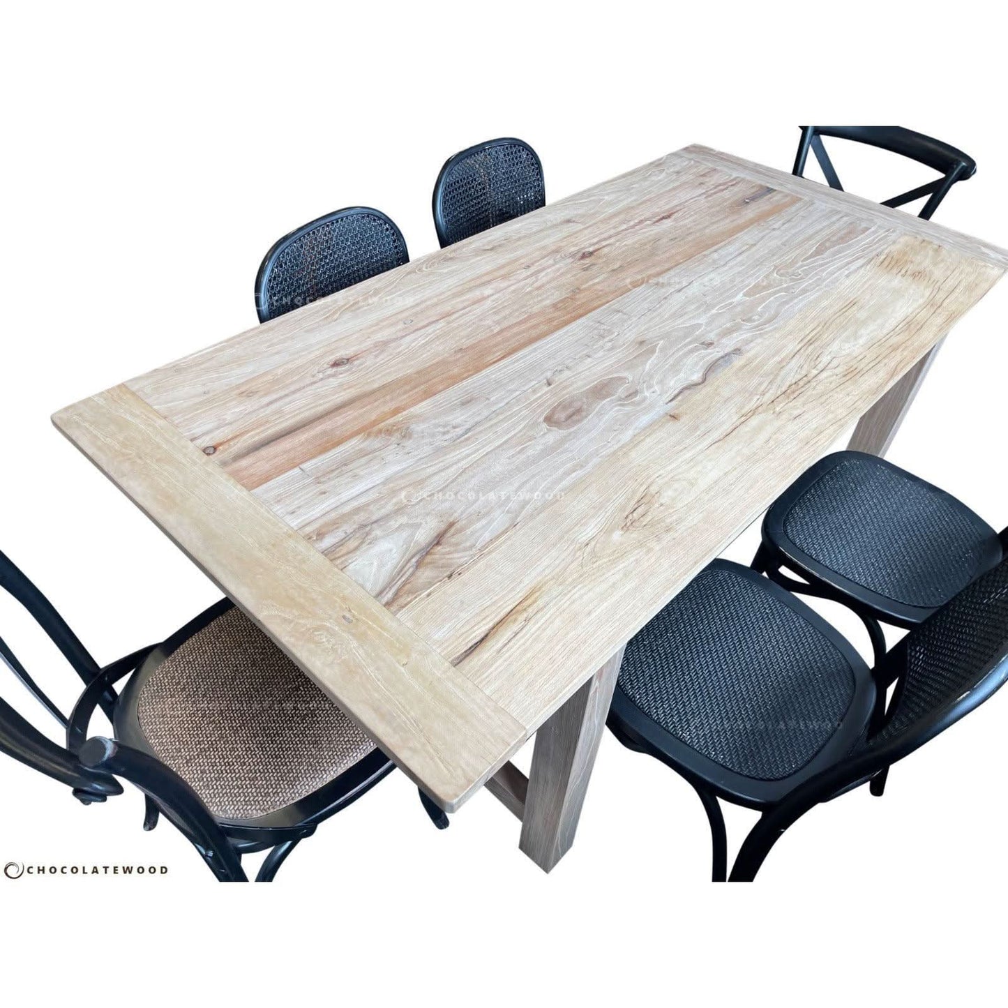 VALENCIA RECYCLED ELM FARMHOUSE DINING TABLE 290CM - MyChocolateWood