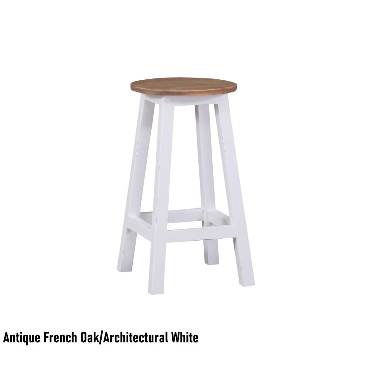 VEREZ PROVINCIAL COUNTER STOOL - ANTIQUE FRENCH OAK/ARCHITECTURAL WHITE - MyChocolateWood
