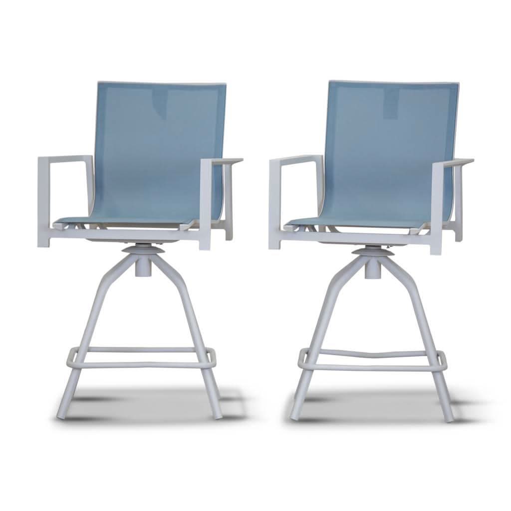 Versa Swivel Bar Chair, White / Blue - MyChocolateWood