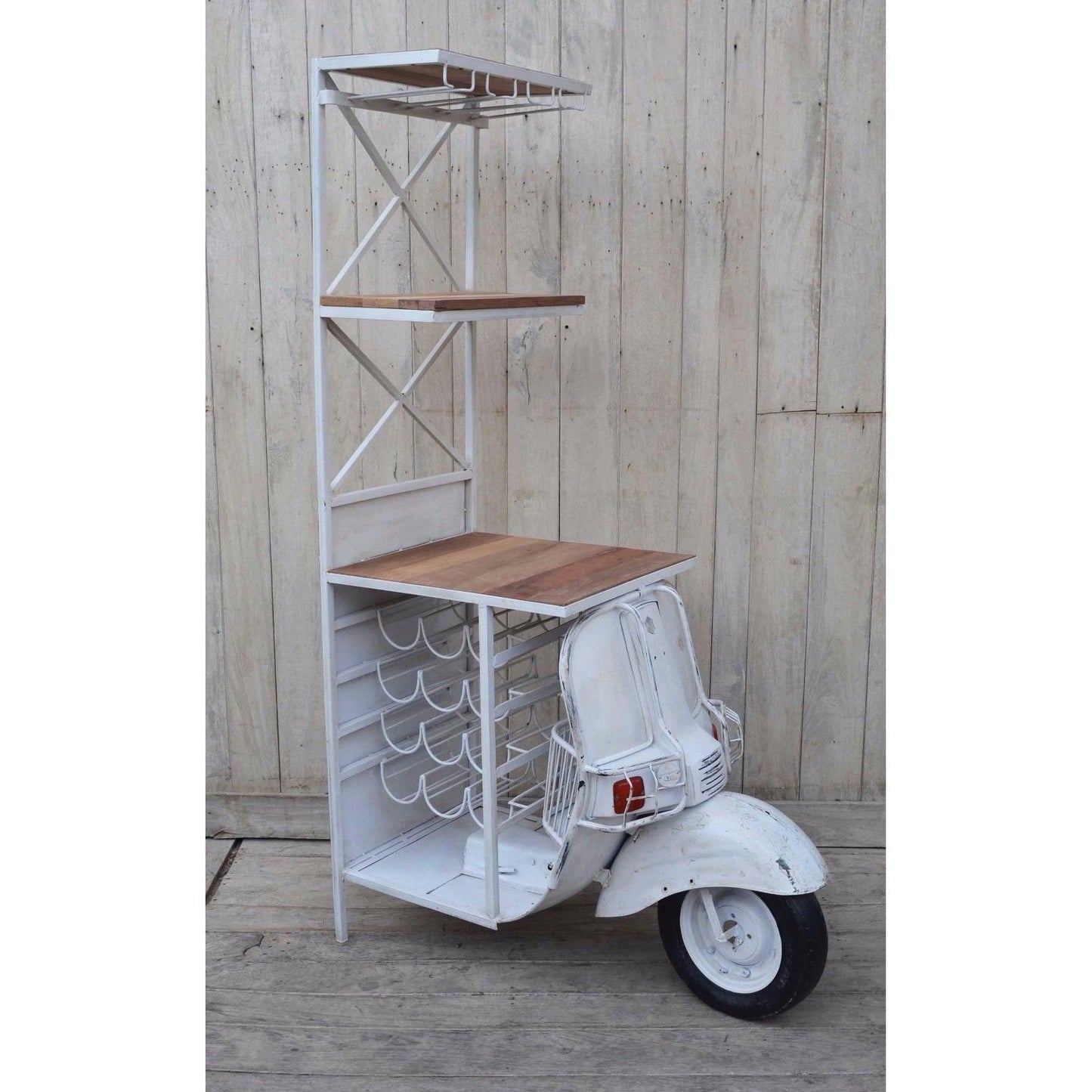 VESPA SCOOTER BAR / WINE RACK / DISPLAY CABINET / SHELF - ON BODY OF VESPA - MyChocolateWood