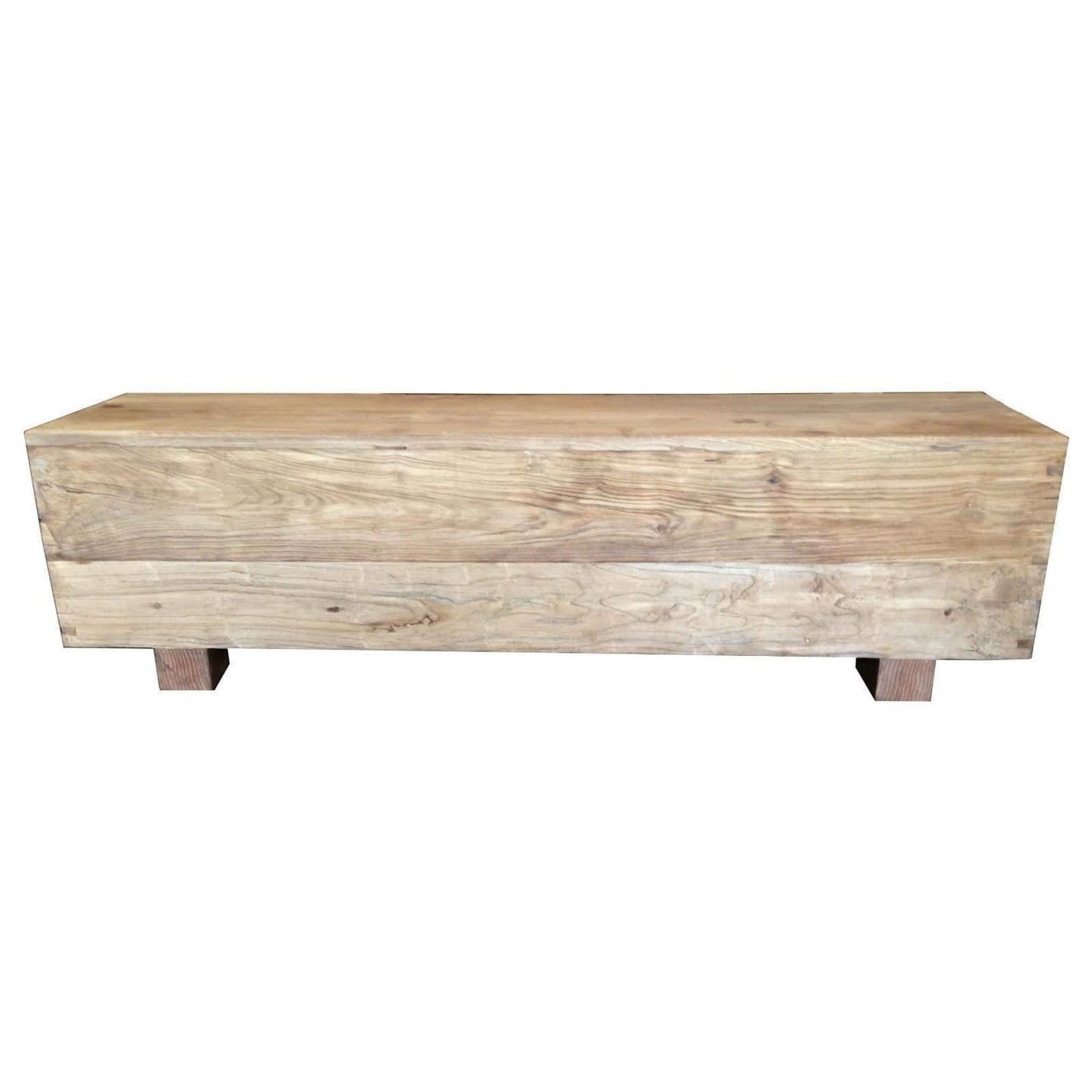 VILLA RUSTIC LOUVRE STYLE BENCH/STORAGE BOX 160CM IN RECYCLED ELM - MyChocolateWood
