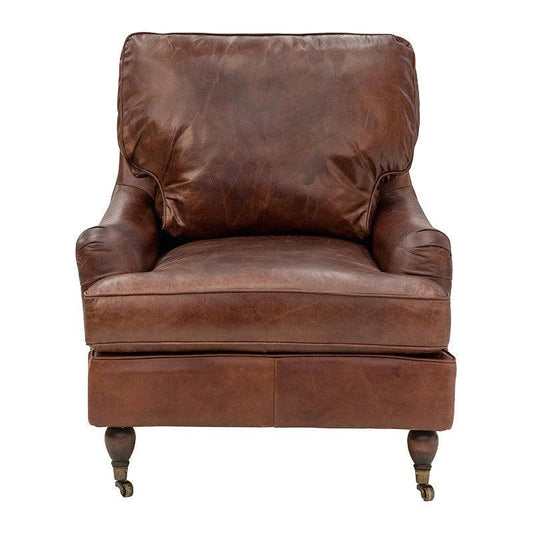 WEMBLEY AGED LEATHER ARMCHAIR IN ORIGINAL AGED LEATHER - MyChocolateWood