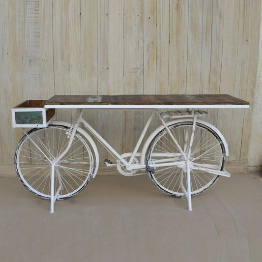 WHITE VINTAGE BICYCLE BAR- VINTAGE BICYCLE CONVERTED INTO A BAR - FUN PARTIES! - MyChocolateWood