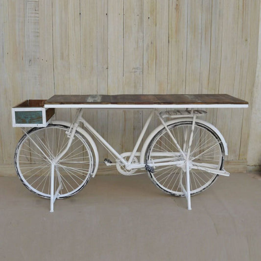 WHITE VINTAGE BICYCLE BAR- VINTAGE BICYCLE CONVERTED INTO A BAR - FUN PARTIES! - MyChocolateWood