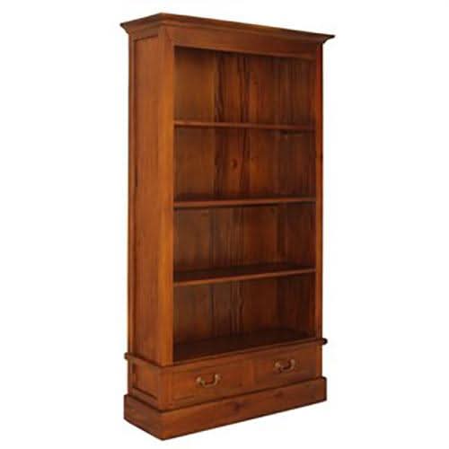 WIDE TASMANIA 2 DRAWER BOOKCASE IN LIGHT PECAN FINISH - MyChocolateWood