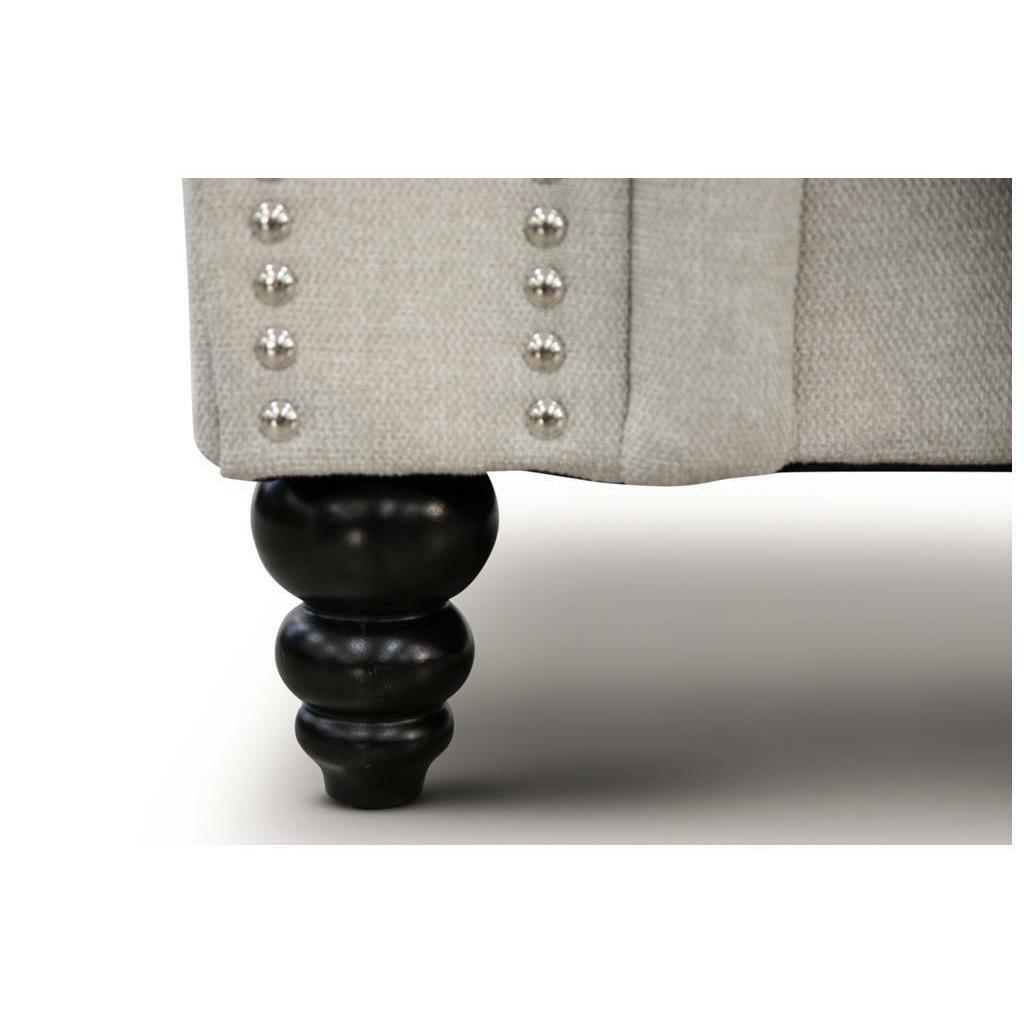 WOODLEY LOUNGE CHESTERFIELD 2-SEATER SOFA COUCH SETTEE IN BEIGE FABRIC - MyChocolateWood