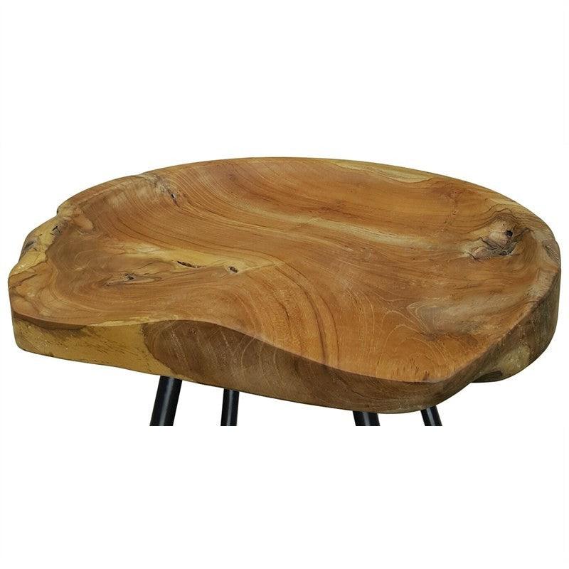 YORKIE RECYCLED TEAK TIMBER & IRON BAR STOOL- BLACK - MyChocolateWood