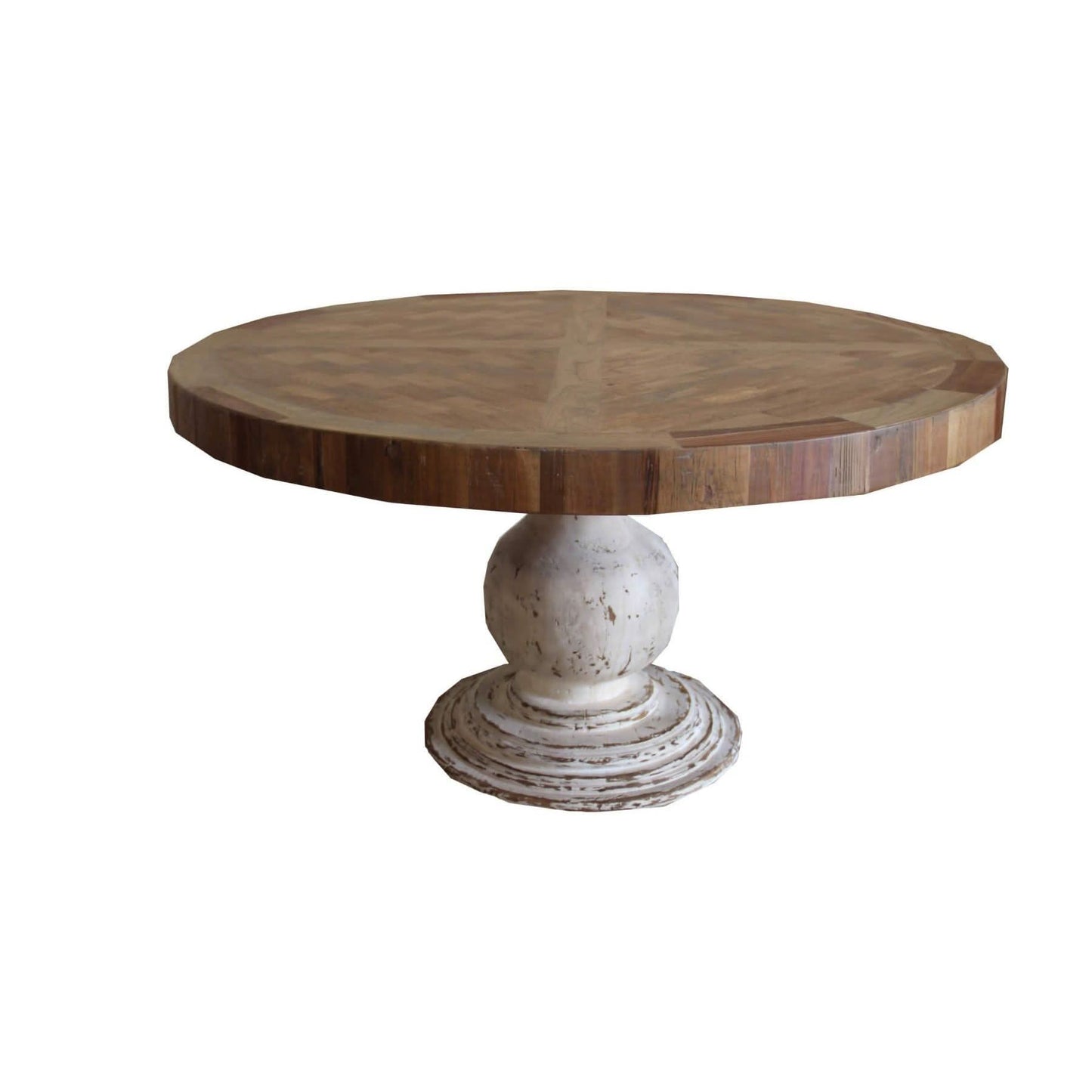 ZEKE VINTAGE STYLE ROUND DINING TABLE IN RECLAIMED ELM 150CM DIAMETER - MyChocolateWood