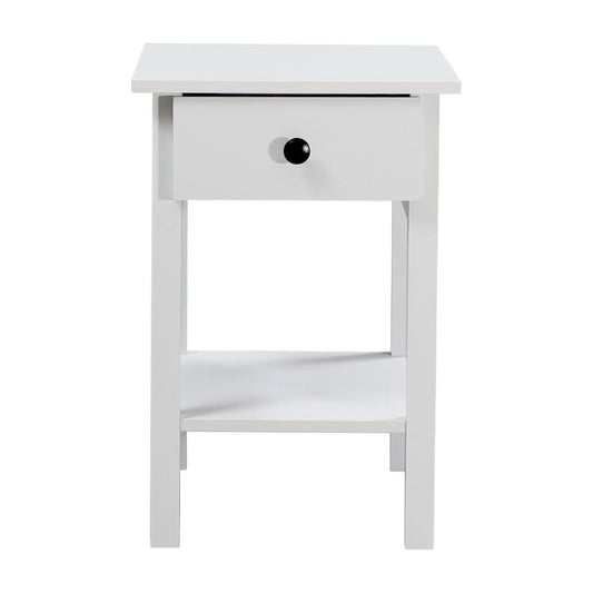 ZYLA 1-DRAWER 1-SHELF BEDSIDE TABLE WHITE - MyChocolateWood