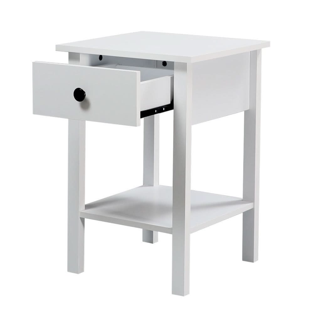 ZYLA 1-DRAWER 1-SHELF BEDSIDE TABLE WHITE - MyChocolateWood