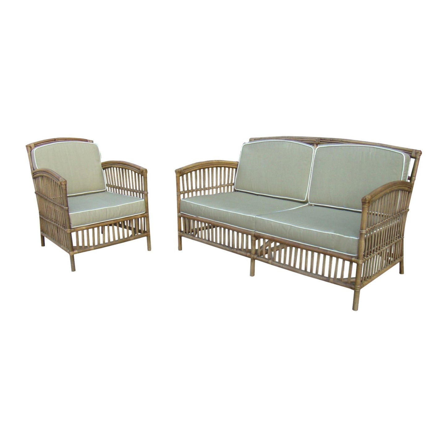 SHIPTON HAMPTONS RATTAN ARMCHAIR IN TOBACCO/TAUPE CUSHION WITH AN ADDITIONAL OUTDOOR CUSHION COVER IN BLUE & WHITE STRIPE - MyChocolateWood