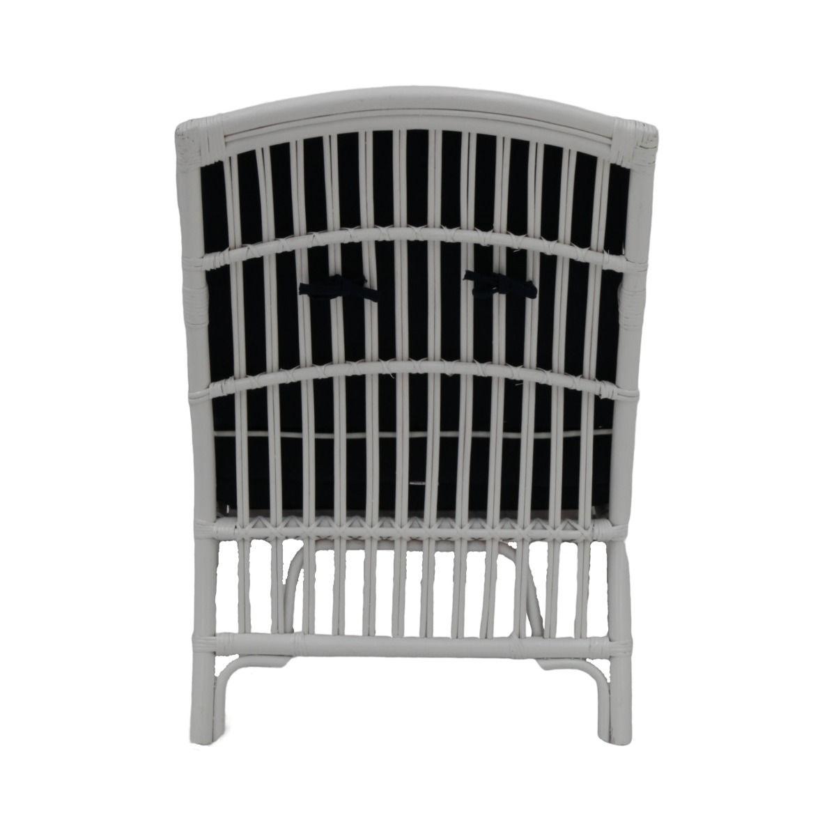 SHIPTON HAMPTONS RATTAN ARMCHAIR IN WHITE/NAVY CUSHION