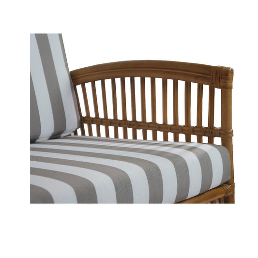 SHIPTON HAMPTONS RATTAN 2.5 SEATER SOFA SETTEE COUCH IN TOBACCO/TAUPE CUSHION WITH AN ADDITONAL OUTDOORS CUSHION COVER IN BROWN & WHITE STRIPES - MyChocolateWood