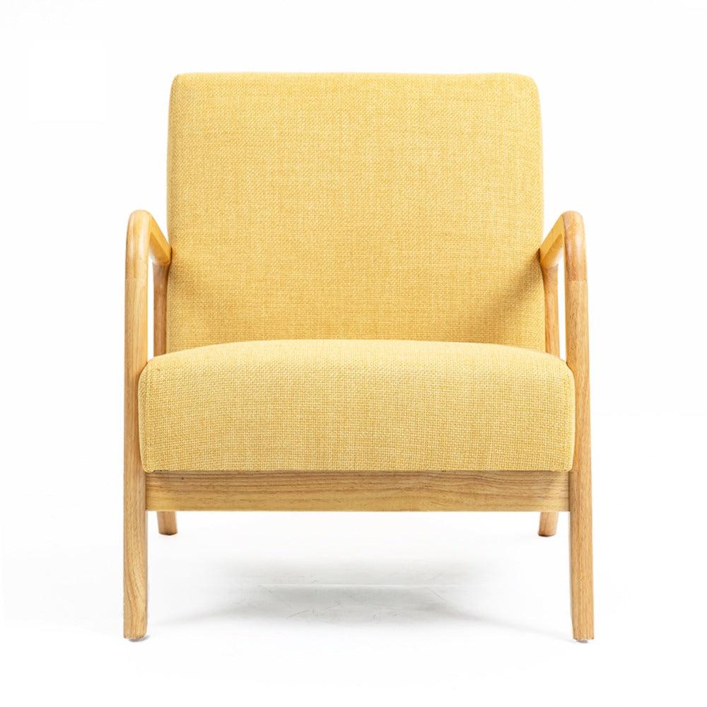 LINDEN ARMCHAIR IN YELLOW POLYESTER LINEN FABRIC - MyChocolateWood