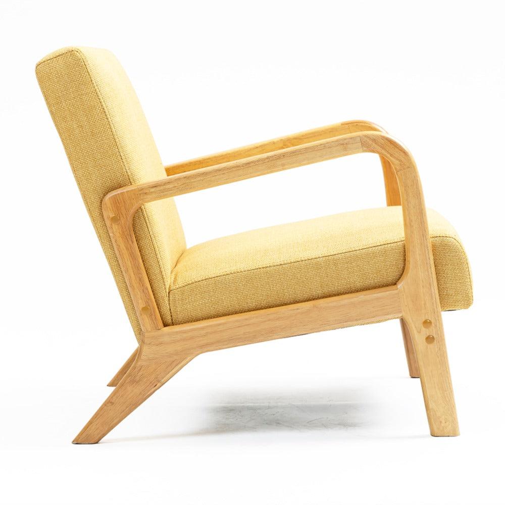 LINDEN ARMCHAIR IN YELLOW POLYESTER LINEN FABRIC - MyChocolateWood