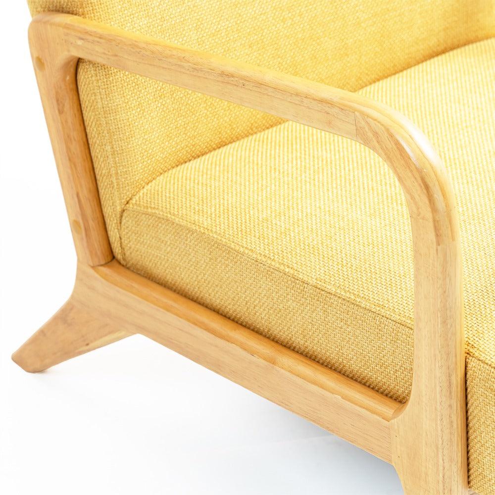 LINDEN ARMCHAIR IN YELLOW POLYESTER LINEN FABRIC - MyChocolateWood