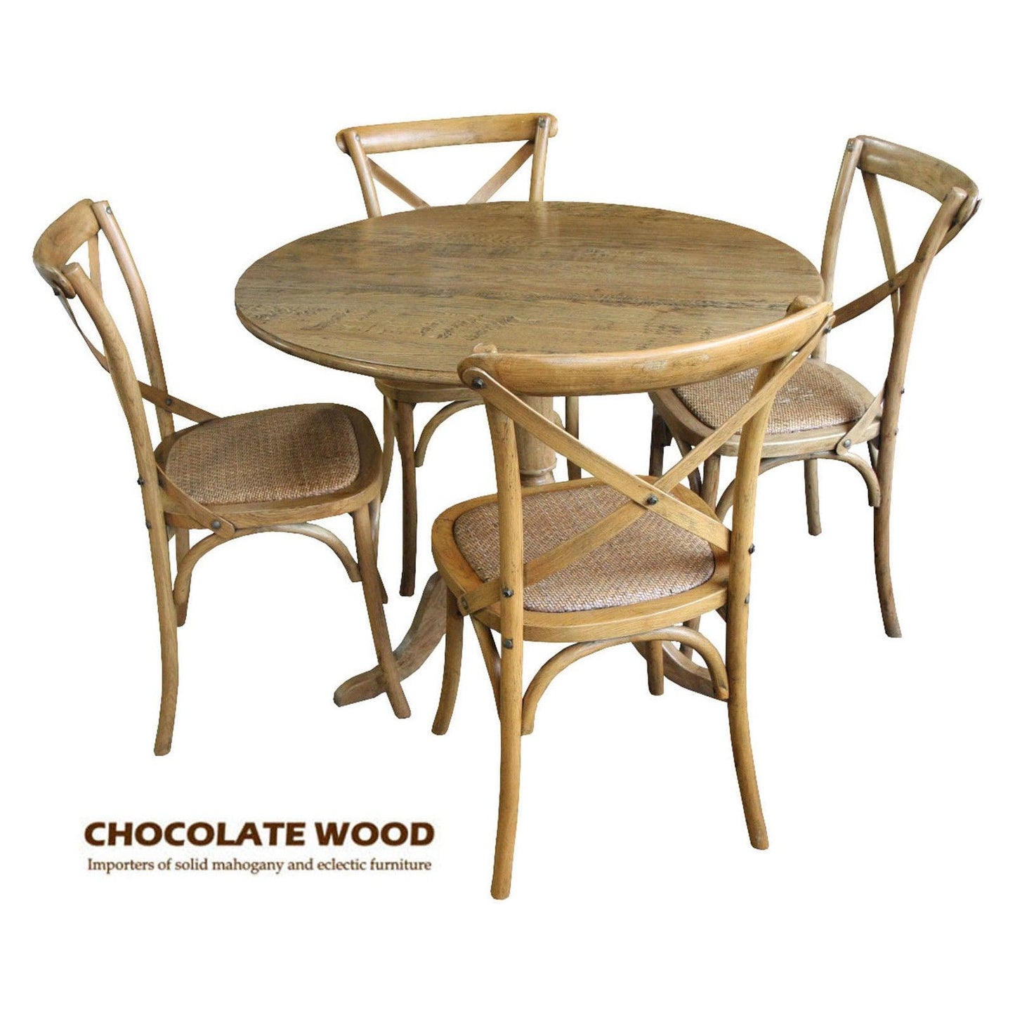 NORDIC SOLID OAK ROUND DINING TABLE 75CM + 2 MELROSE DINING CHAIRS NATURAL 3PCS