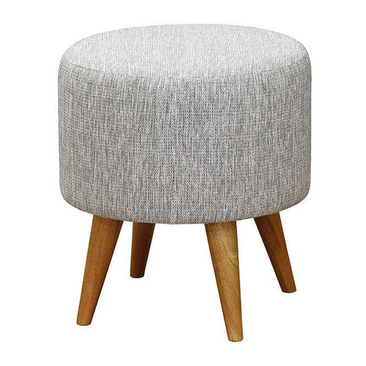 BLAKEMORE ROUND COMMERCIAL GRADE COTTON FABRIC ROUND OTTOMAN STOOL, DARK GREY - MyChocolateWood