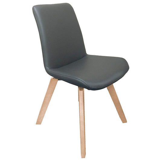 MILA TOP GRAIN LEATHER SWIVEL DINING CHAIR IN GREY - MyChocolateWood