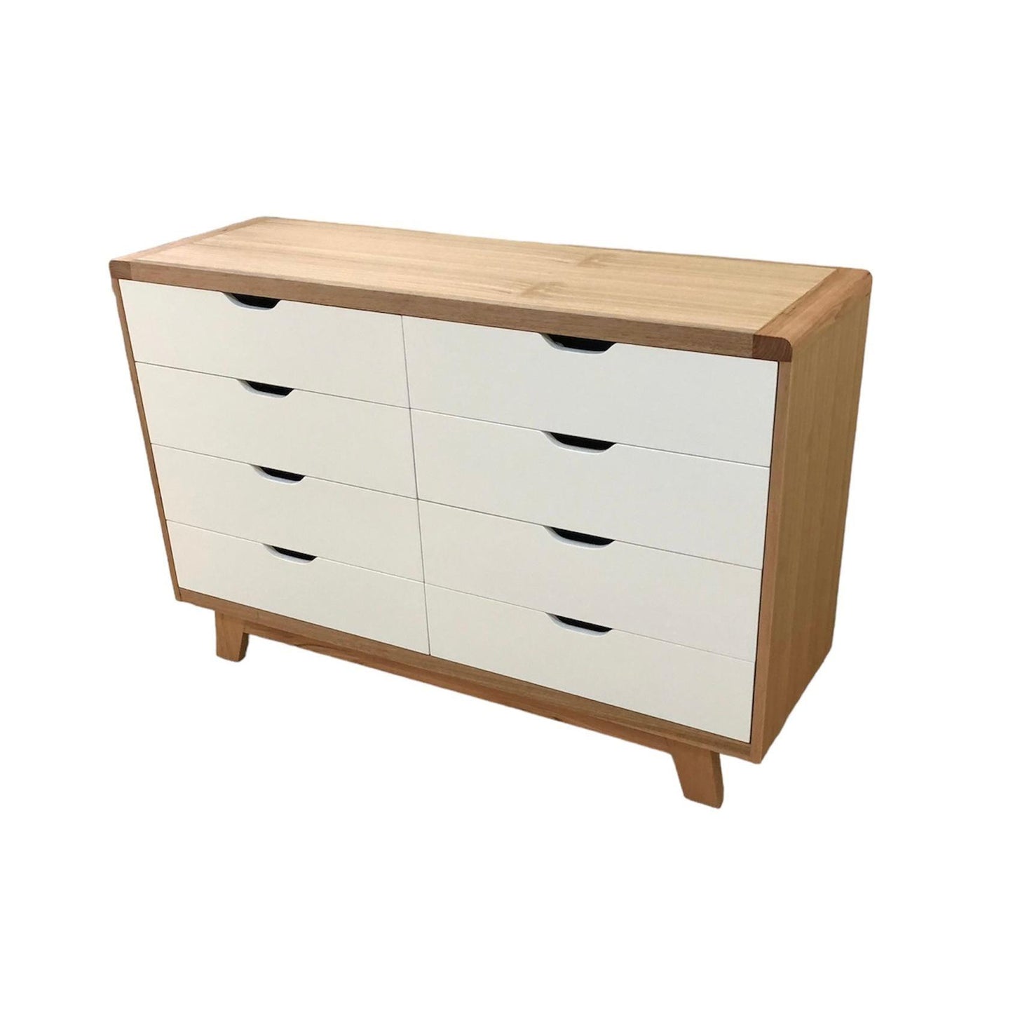 MADE TO ORDER SMALL MAXWELL 8 DRAWER TASSIE OAK DRESSER IN CLEAR LACQUER