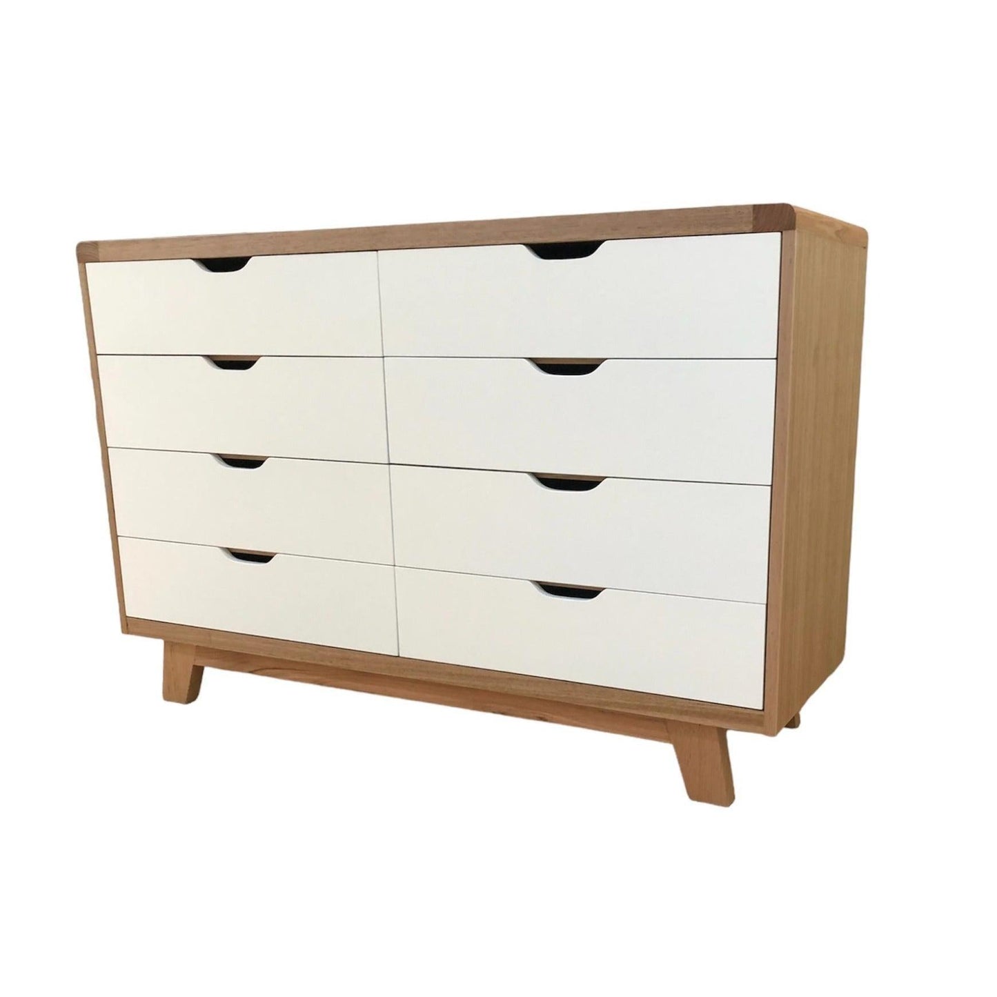 MADE TO ORDER SMALL MAXWELL 8 DRAWER TASSIE OAK DRESSER IN CLEAR LACQUER
